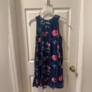A-line blue floral dress
